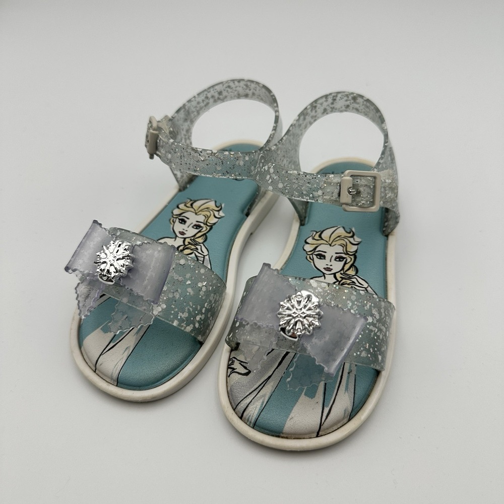 Mini Melissa Mar Disney Baby Sandals Frozen Elsa Blue Jelly Girls Size 10